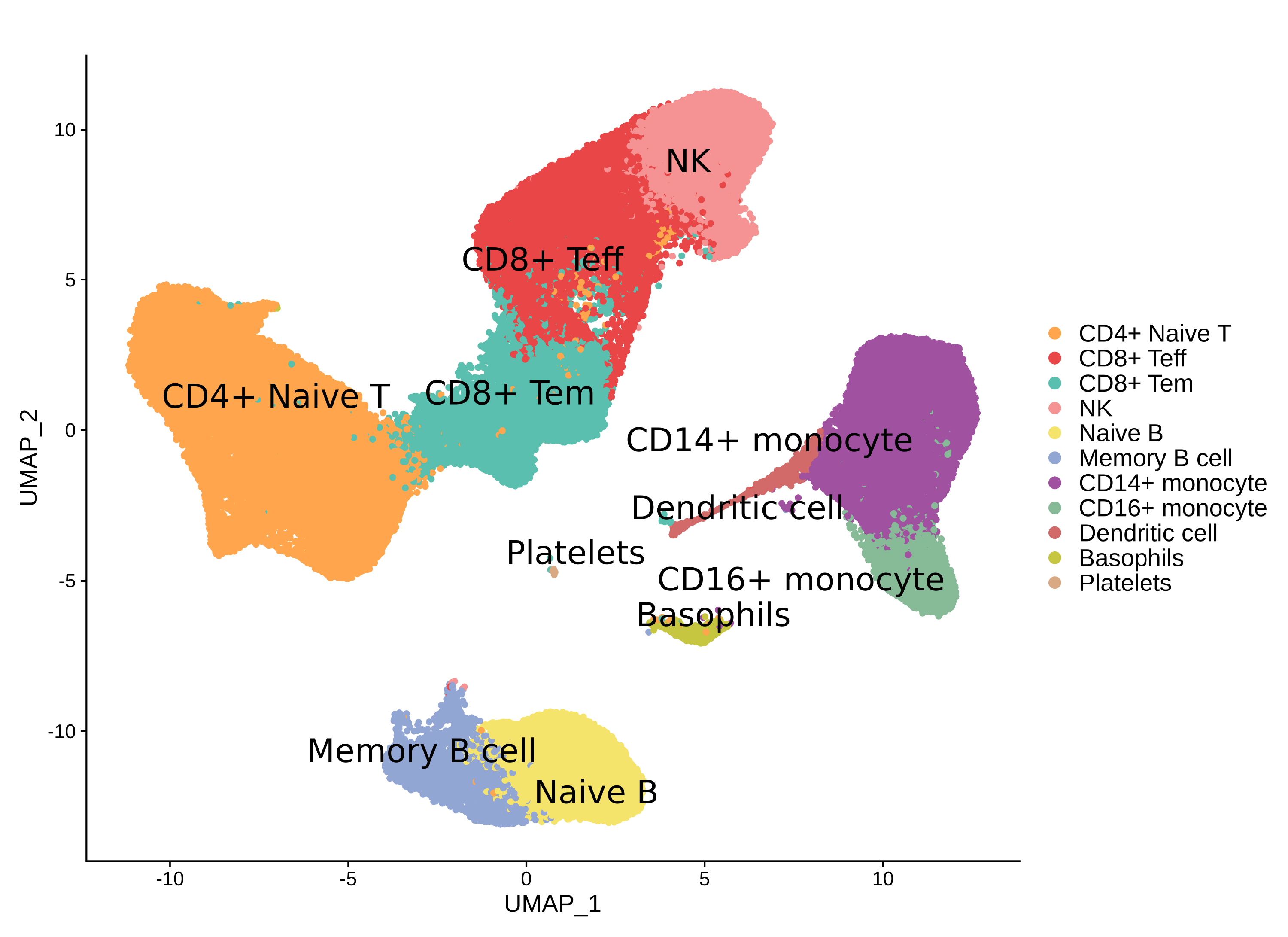 cell type annotation on UMAP plot